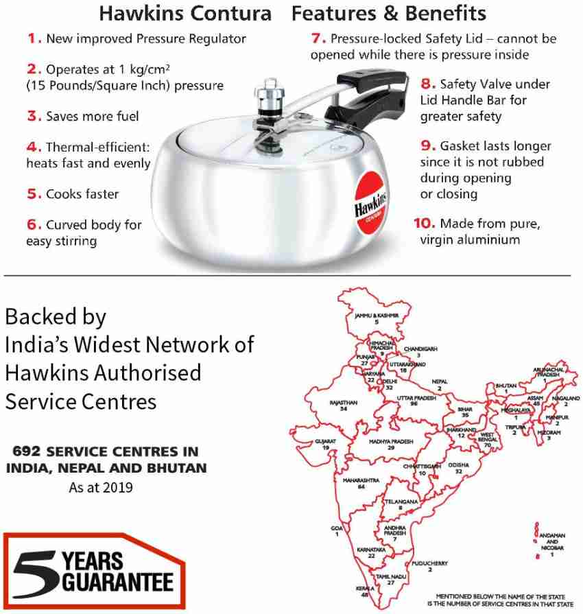 Hawkins Hc50 Contura 5-Liter Pressure Cooker Small Aluminum