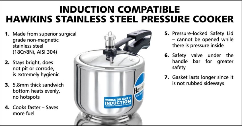 Hawkins 3 Liters Stainless Steel 3 Liters Pressure Cooker HSS3W