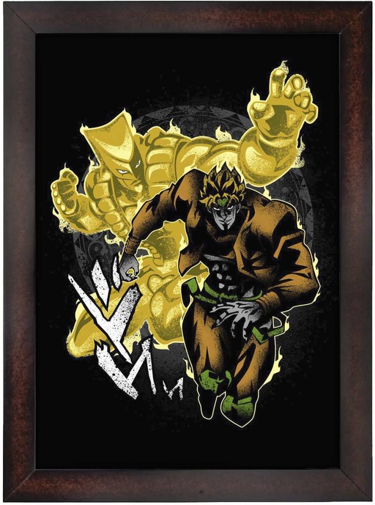 Dio Jojo Anime Printed Paper Printed Poster with Brown Frame Paper