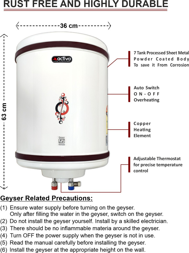 ACTIVA 15 L Storage Water Geyser (HOTLINE 5 STAR, White) Price in India -  Buy ACTIVA 15 L Storage Water Geyser (HOTLINE 5 STAR, White) online at  Flipkart.com