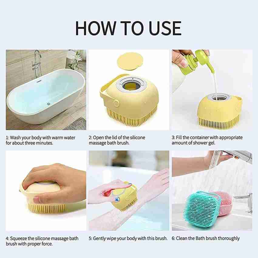4 Pieces Silicone Soft Bath Shower Brush Exfoliating Body Scrubber with Soap  Dispenser Silicone Massage Bath
