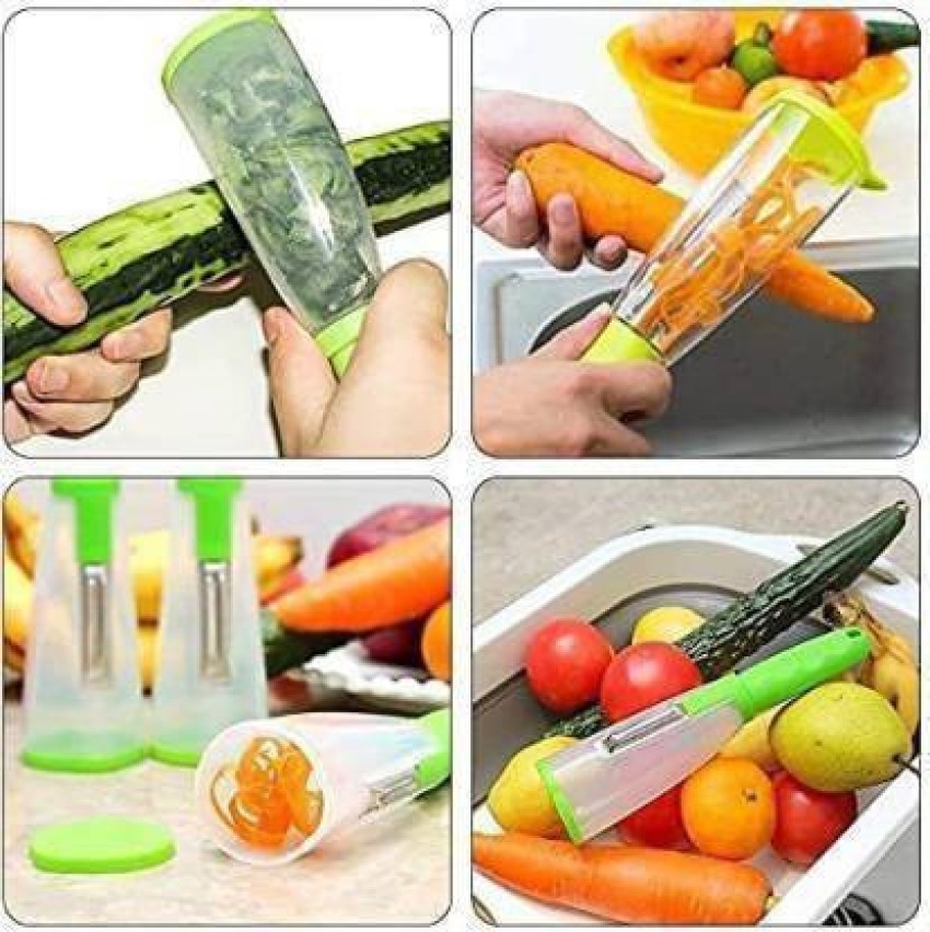 GTR Multifunctional Vegetable Or Fruit Peeler with Collect Cup Fruit Peeler  with Smart Stainless Steel Blade Container Straight Peeler Multipurpose  Professional Vegetable Fruit Carrot Peeler Potato Slicer Shredder Kitchen  Peeler for Cabbage