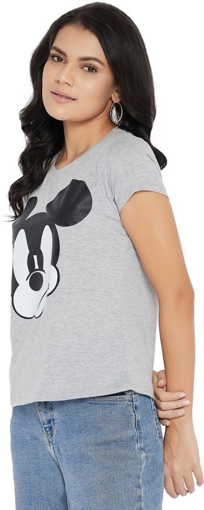 Mickey Mouse Family Printed Women Round Neck Grey T Shirt Buy