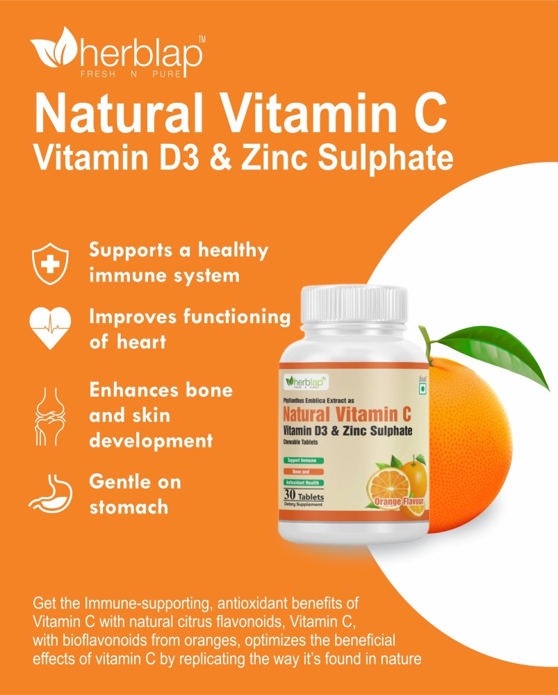 Herblap Natural Vitamin C Immunity Booster Chewable Tablets With Vitamin D3 And Zinc Price In India Buy Herblap Natural Vitamin C Immunity Booster Chewable Tablets With Vitamin D3 And Zinc Online