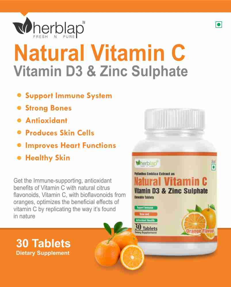 Herblap Natural Vitamin C Immunity Booster Chewable Tablets With Vitamin D3 And Zinc Price In India Buy Herblap Natural Vitamin C Immunity Booster Chewable Tablets With Vitamin D3 And Zinc Online