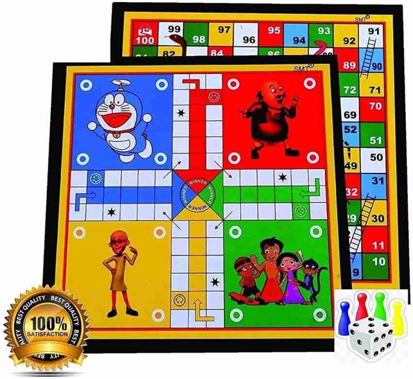 2 in 1 Snakes and Ladders, Ludo Game Set, 12 x 12 Inch Ludo Board Game 2-4  Players Family Dice Games Set Classic Double Sided Game Board for Adults