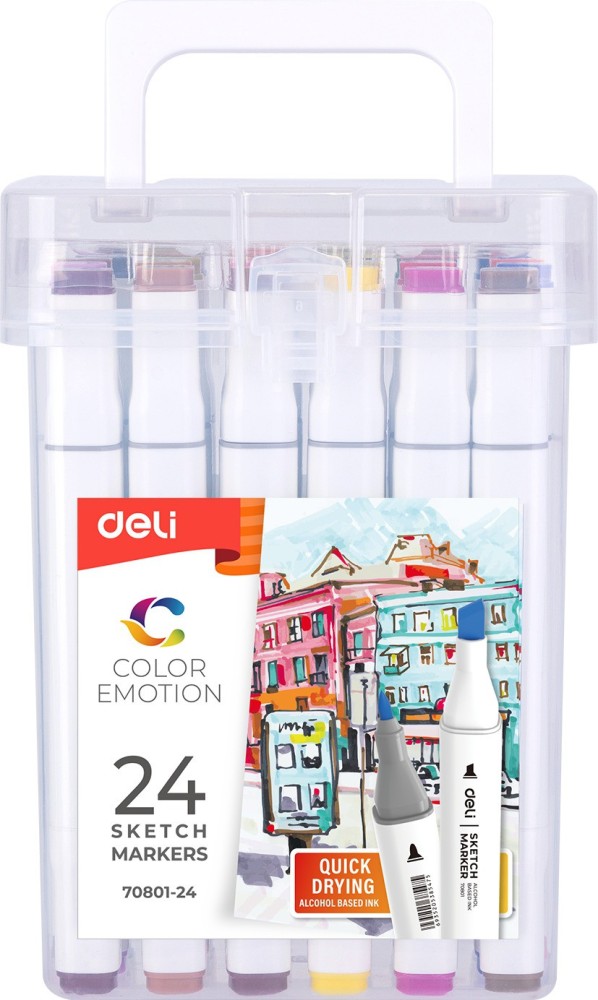 Deli 60 Colors Dual Tip Alcohol Markers, Art Markers Set Art