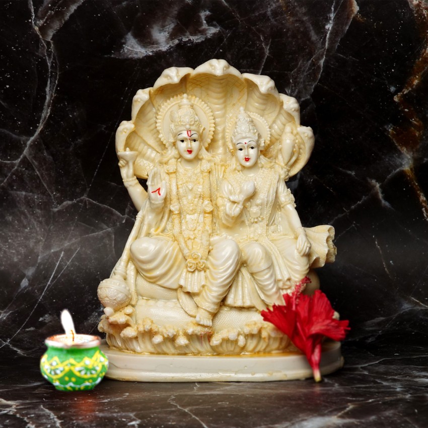 Tailos Laxmi Vishnu Statue Entique Marble Finish Vishnu Laxmi Murti , Laxmi  Mata Murti , Vishnu ji Statue ( For Home Temple Use ,Office , Vastu Pooja  Item ,Gited use Statue )