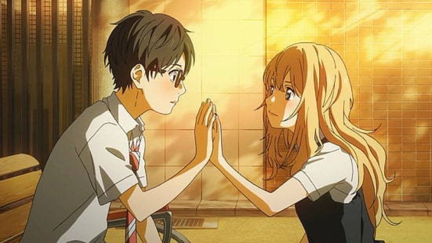  Wall Scroll Poster Fabric Painting For Anime Shigatsu wa Kimi  no Uso Kaori Miyazono & Kousei Arima 001 L: Posters & Prints