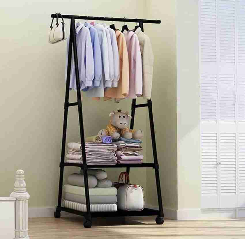 lukzer Double Garment Stand Cloth Rack Storage Organizer with Bottom Shelf ( White) Metal Coat and Umbrella Stand Price in India - Buy lukzer Double  Garment Stand Cloth Rack Storage Organizer with Bottom