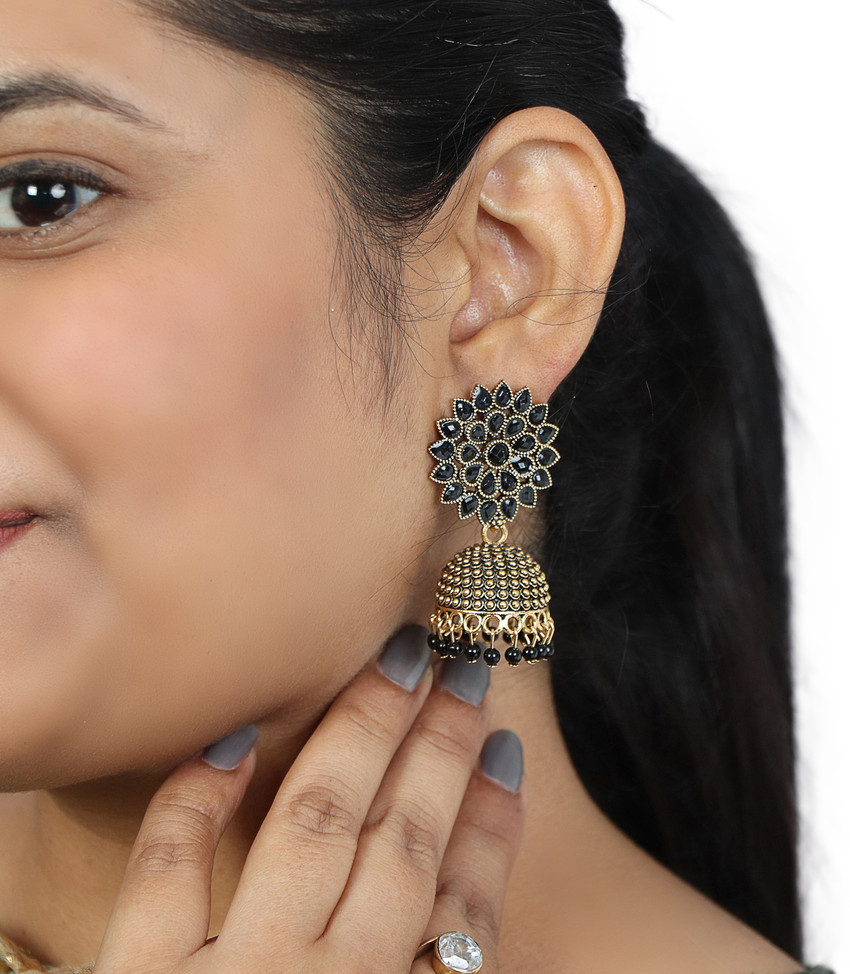 Flipkartcom  Buy Third Eye Black Silver Oxidized Bahubali Style Trendy  Jhumkas Earing set for gift Brass Jhumki Earring Drops  Danglers Earring  Set Online at Best Prices in India