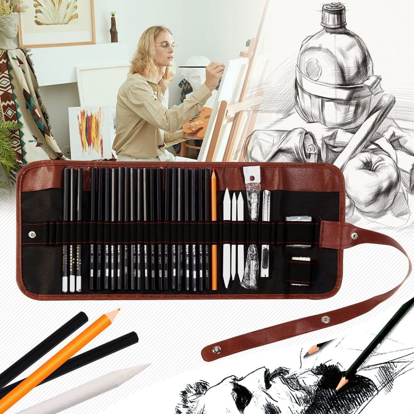 Buy H  B Sketching Pencils Drawing Set40pcs Art Supplies Artist Sketching  Kit with Sketch Draw Pencils Charcoal Pencil Extender Canvas Pencil Bag and  More for Artist Beginners Kids Adults Online at