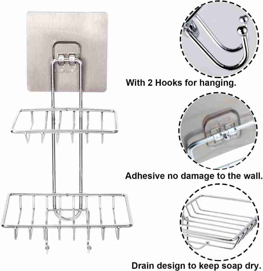 Soap Dish For Home - Wall Mounted Double Layer Soap Dish Holder Stainless  Steel Wall Hanging Soap Storage Rack Wholesaler from Surat