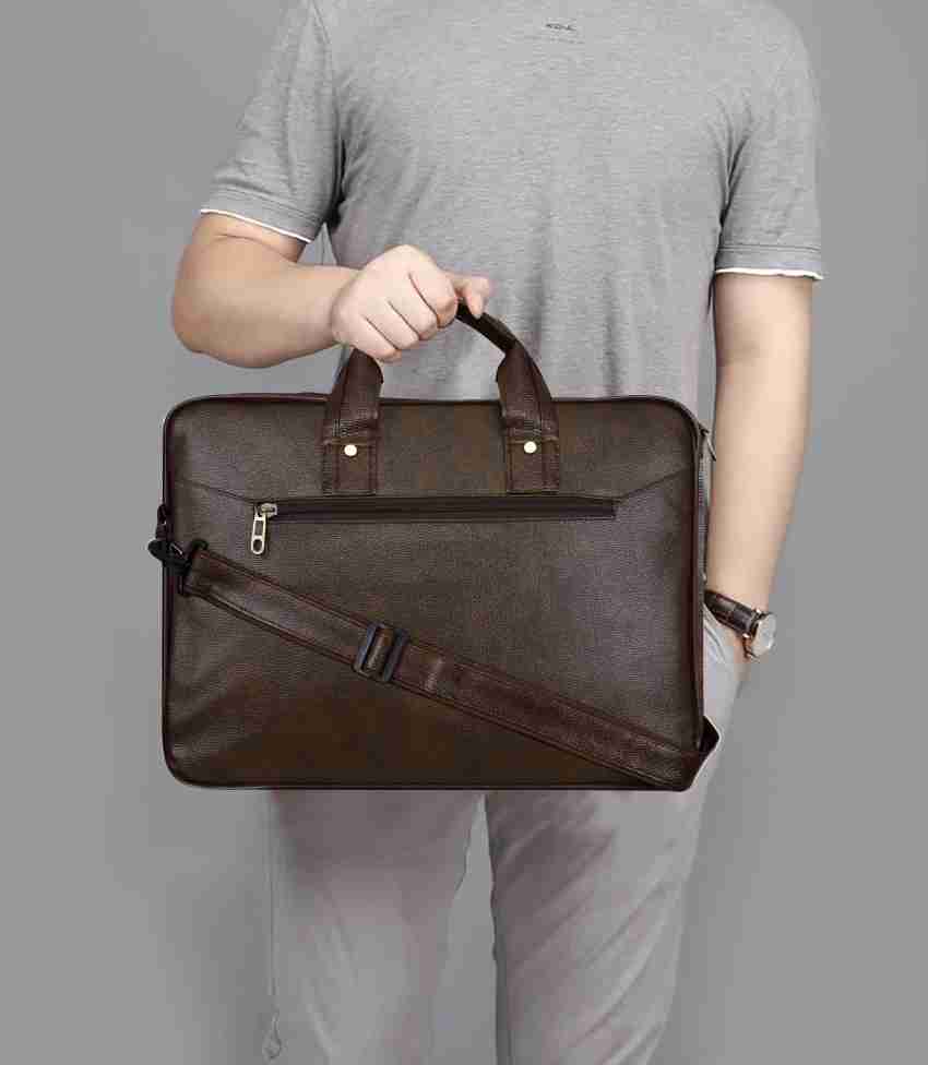 SK BROWN Designer Leather Laptop Bags, Capacity: 18 Liter