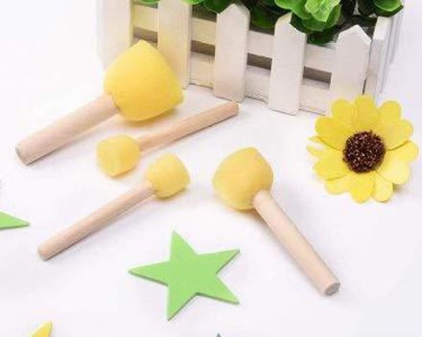 DaKos Yellow Sponge Dabber Wooden Handle Foam Brush Furniture Art