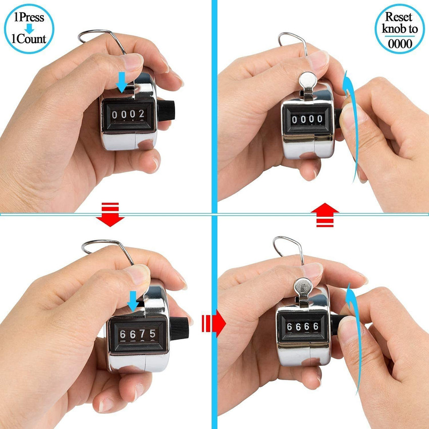 Hand Tally Counter 4 Digit Tally Counter Mechanical Palm Click Counter  Clicker 