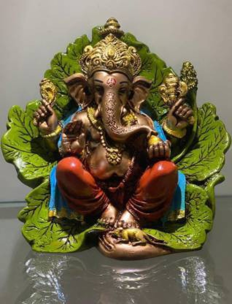 11 Inches Lotus Lord Ganesh Brass Idol - Ganpati Decorative Statue for Home  Decor