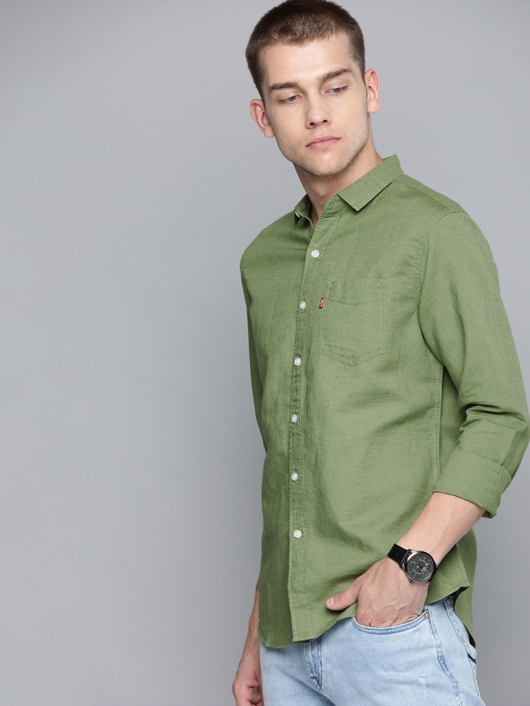 LEVI'S Men Solid Casual Green Shirt - Buy LEVI'S Men Solid Casual Green  Shirt Online at Best Prices in India 