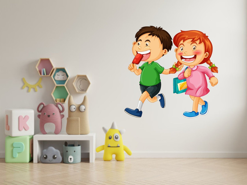 KUKU HOME DECOR Kids girl and boy eating ice cream cartoon kids room wall decorative sticker 22 cm Self Adhesive Sticker Price in India - Buy KUKU HOME DECOR Kids girl and KUKU HOME DECOR Kids girl and boy eating ice cream cartoon kids room wall decorative sticker 22 cm Self Adhesive Sticker Price in India - Buy KUKU HOME DECOR Kids girl and