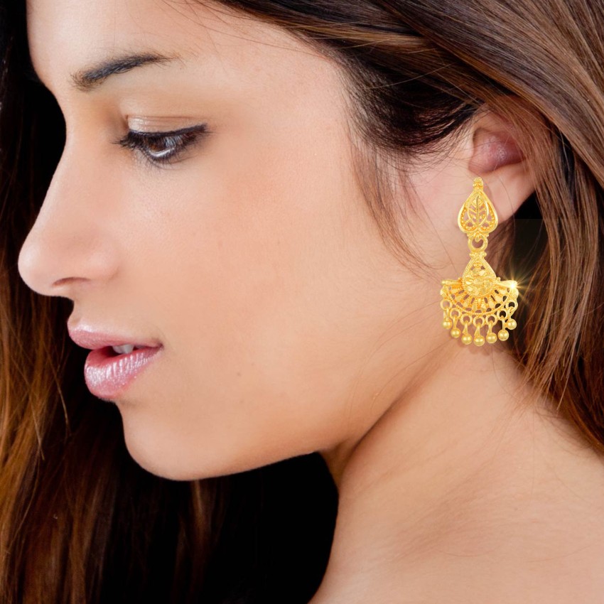 Buy Bridal Wear Ruby Stone Dangler Traditional Gold Earrings for Wedding