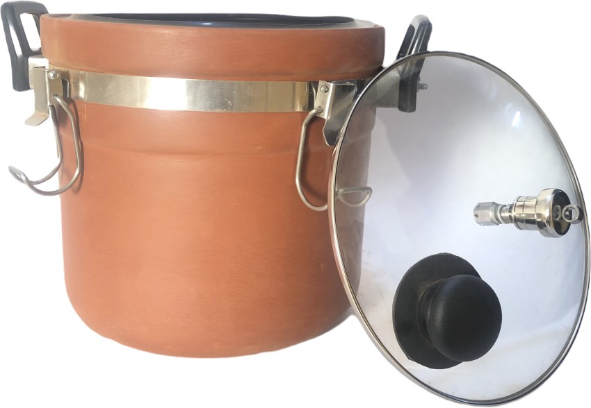 CLAY PRESSURE COOKER 4 LTR GLASS LID