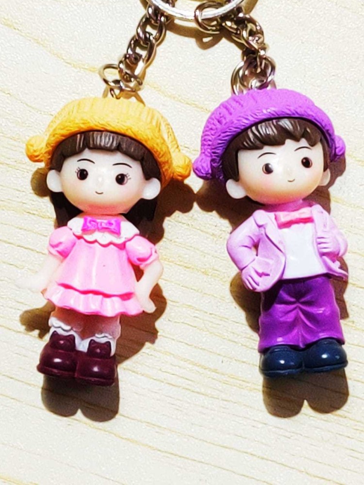 Adorable Boy Girl Doll Keychains | Dolls Keyrings | Love Couple Doll Keychains (Pack of 2)