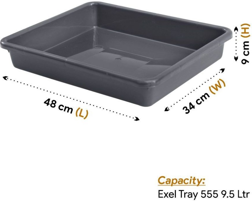 Morvi Wonder Plastic Prime Exel Small Plastic Tray for Home/Kitchen/Office,  Set of 4, 2 Ltr, Grey Color, Made in India Tray Price in India - Buy Morvi  Wonder Plastic Prime Exel Small