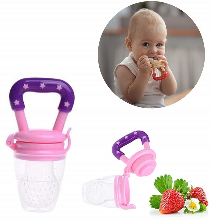 Baby Fruit Food Feeder PacifierTeether Toys Set - Silicone Fresh Food Feeder  Teether with 3 mesh Silicone Bags and Teething Toys All in One Infant  Teether Toys