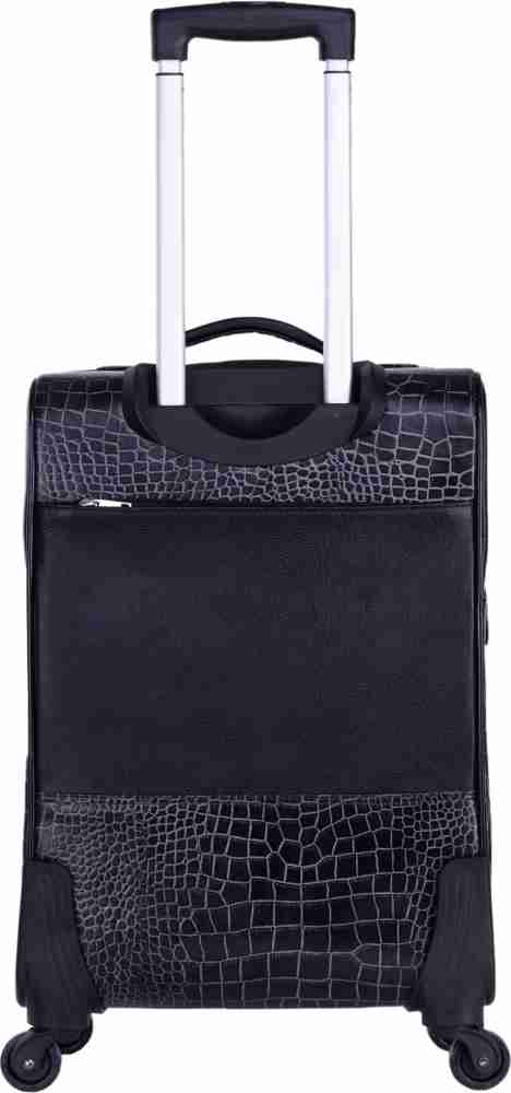 Marfit Genuine Black Leather Crocodile Print Trolley Cabin Checkin Size  TB2155062BLK Check-in Suitcase - 24 inch Black Blue Croco - Price in India