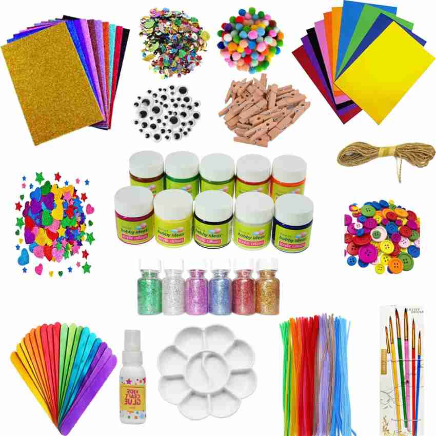 anjanaware DIY Glitter Foam And Paper Crafts Kit Set for Girls and Boys  with Art and Craft Materials Supplies for Kids Gift Kit - DIY Glitter Foam  And Paper Crafts Kit Set