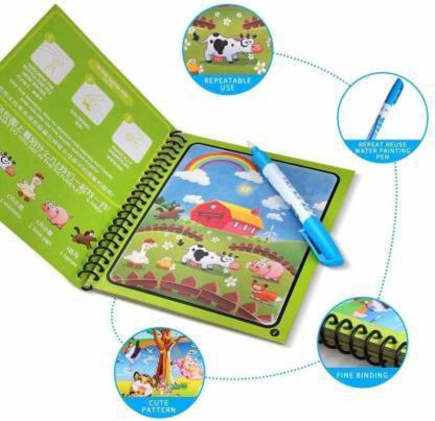 Kids Magic Water Painting Book / Kids Magic Water Reusable Coloring / Magic  Drawing Book with water Magic Pen