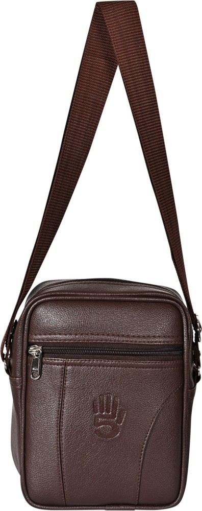 Pramadda Pure Luxury Brown Sling Bag Stylish Small Vegan leather Sling Bag  for Men Women, Mobile Sling Pouch Men Travel, Crossbody side bags men