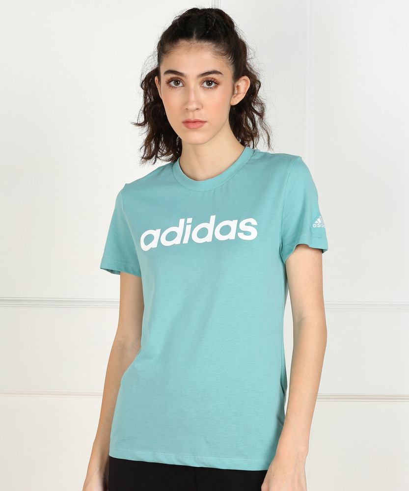ADIDAS Printed Women Round Neck Green T-Shirt - Buy ADIDAS Printed Women  Round Neck Green T-Shirt Online at Best Prices in India | Shopsy.in