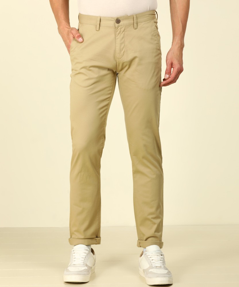 Buy Peter England Camel Cotton Slim Fit Flat front trousers for Mens Online   Tata CLiQ
