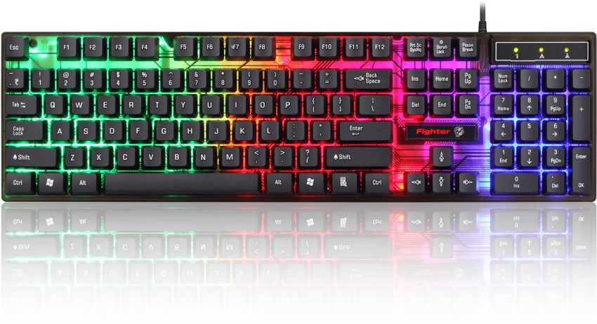 RPM Euro Games Gaming Keyboard Wired | 87 Keys Space Saving Design |  Membrane Keyboard with Mechanical Feel | LED Backlit & Spill Proof Design