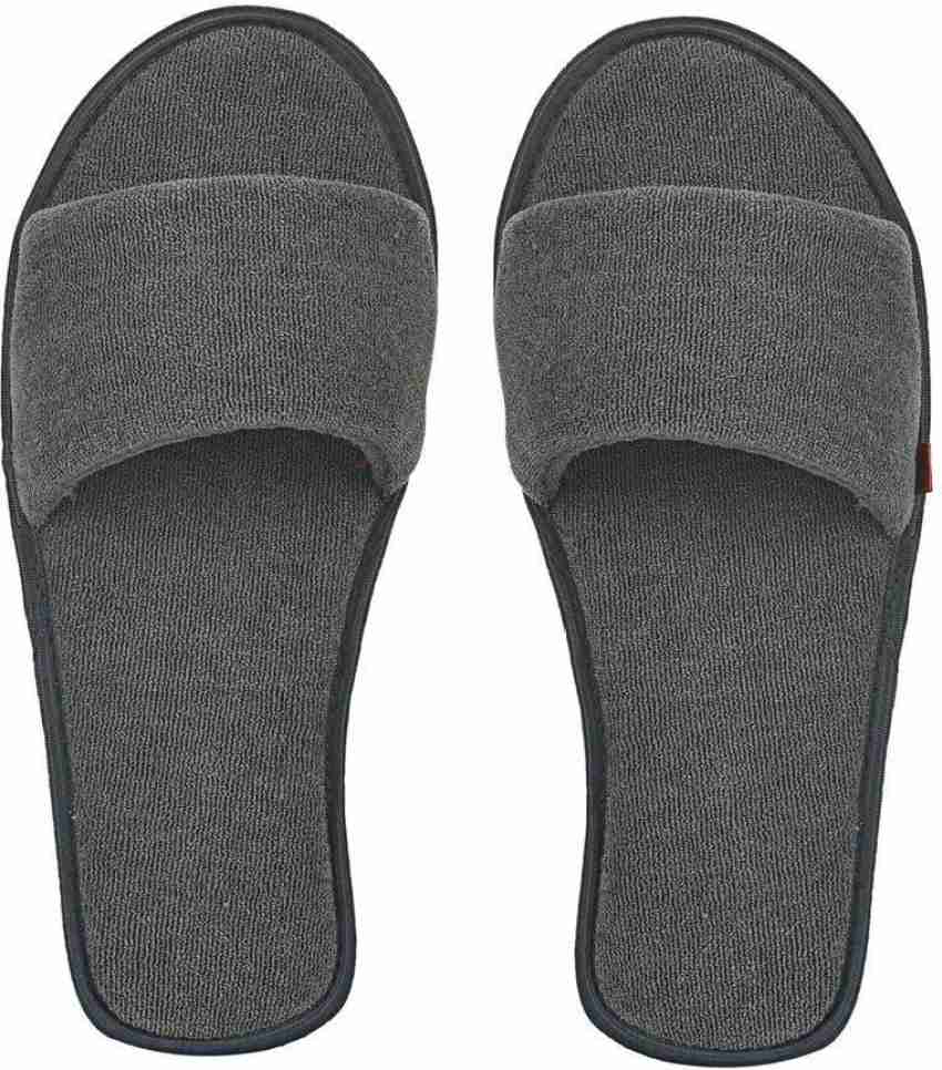 Kid Suede Mule Slippers For Women Flat Slippers Peep Toe Metal