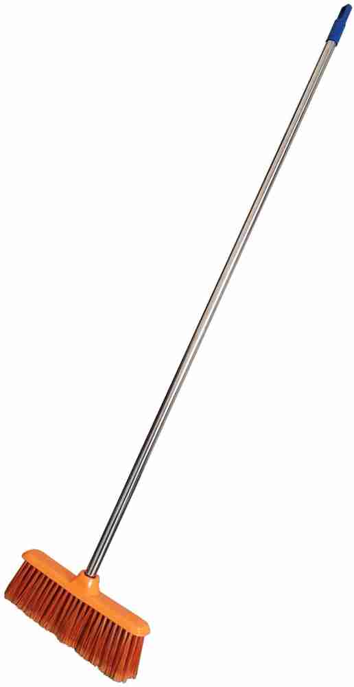Kund Heavy Stainless Steel Rod 48.inch long light and strong pipe floor mop  brush Dual Use Wet and Dry/Long Handle Standing Upright Floor Brush/Broom  for Home and office pack of 1 Plastic
