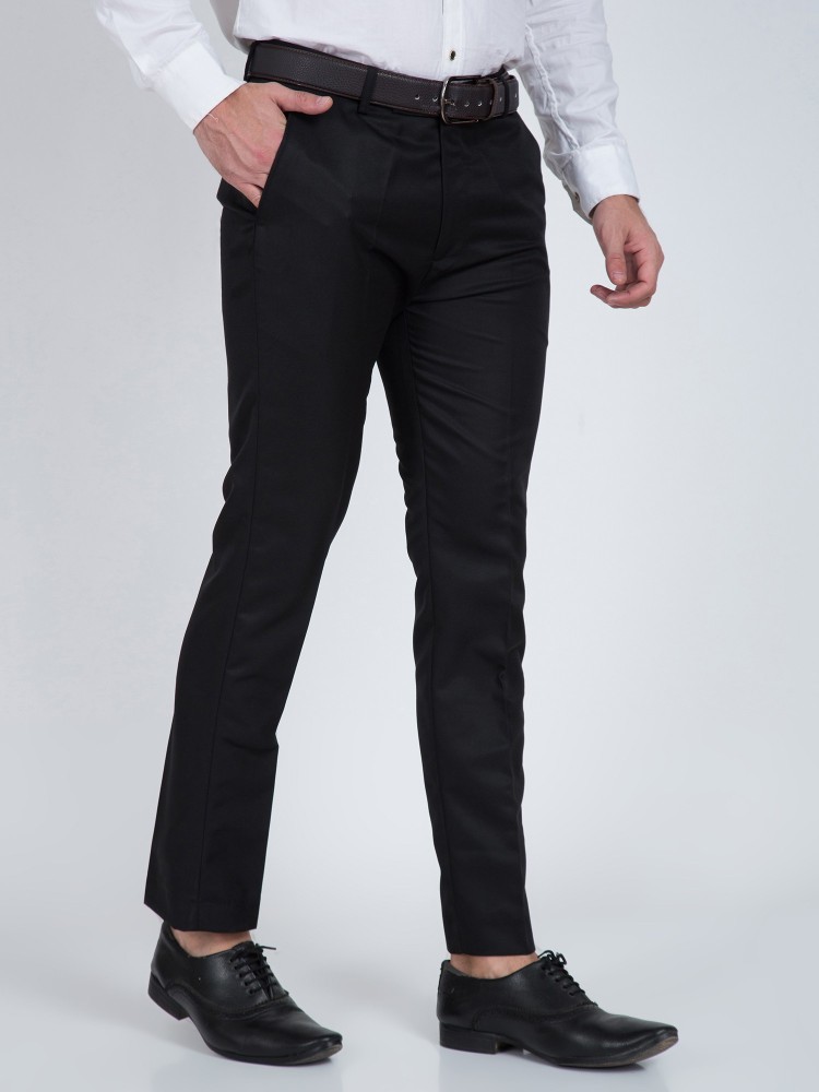 Buy Men Black Regular Fit Solid Regular Trousers online  Looksgudin
