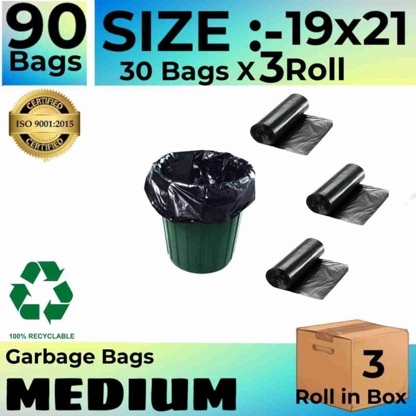 Garbage Bag 51 Micron Biodegradable & Biohazards Waste & Eco Friendly Pack  Of 3 Rolls Medium For Home & Office Use (90 Bags)