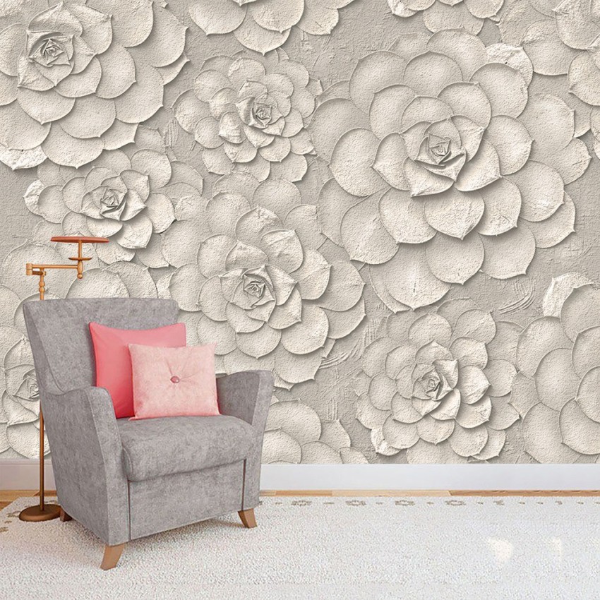 GoodHome Leuzea Grey Floral Smooth Wallpaper Sample  DIY at BQ