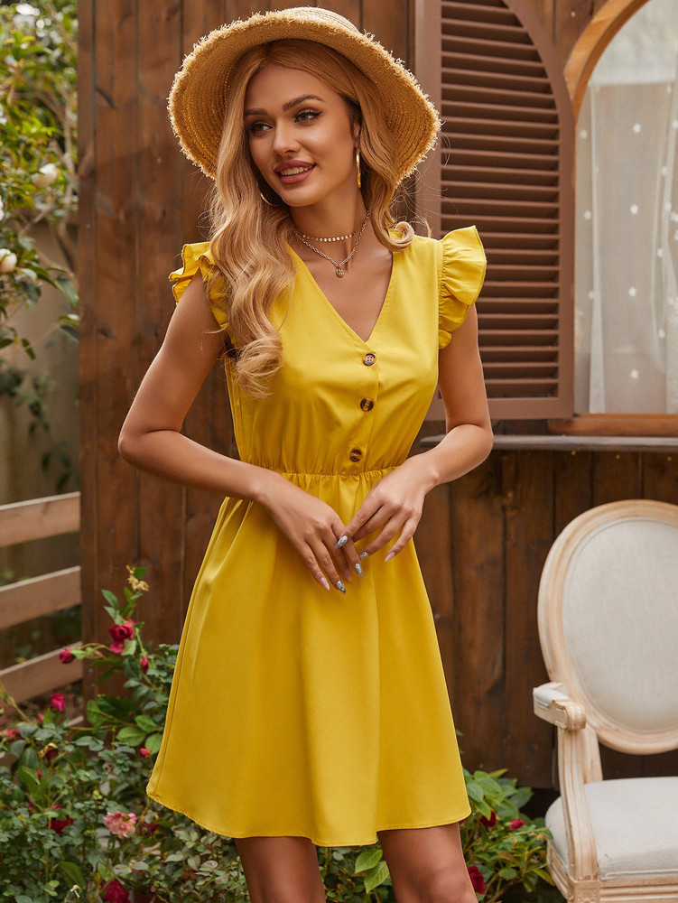 Urbanic Women A-line Yellow Dress - Buy Urbanic Women A-line Yellow Dress  Online at Best Prices in India | Flipkart.com
