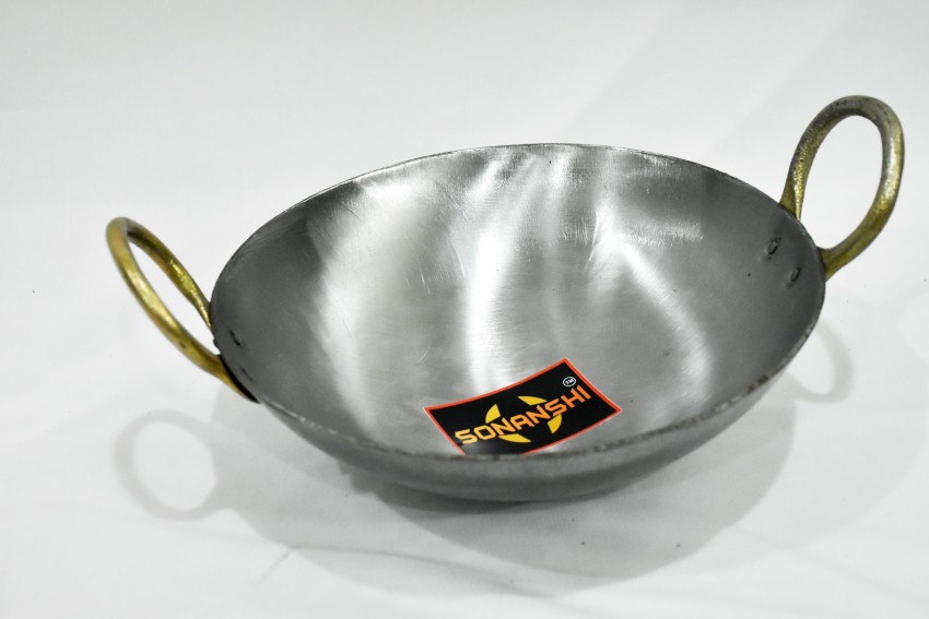 Silver Iron Kadai For Cooking Induction Base Medium Size: 1500ml