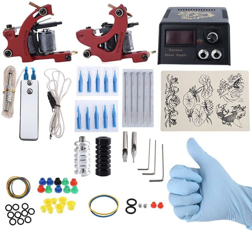 Buy Coil Tattoo Machine Kit Tazay Complete Tattoo Kit Set 2 Tattoo Machine  with Power Supply Foot Pedal 20 Tattoo Needles Grips Tips Tattoo Machine  Parts for Shading and Lining Beginner Tattoo