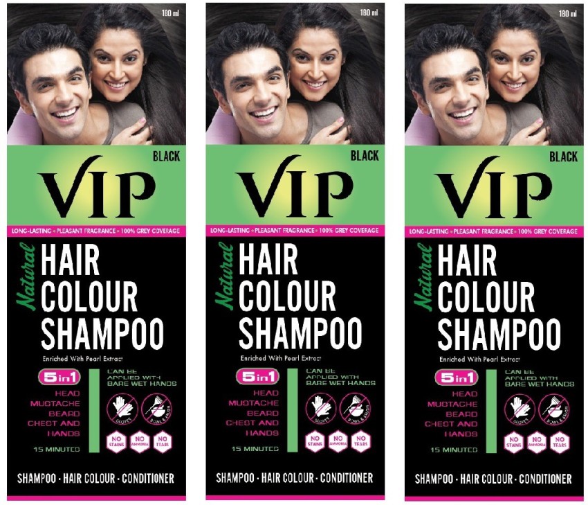 Buy VCARE VIP BLACK HAIR COLOR SHAMPOO 180ML  Buy online medicine at  discount price from Nmedicinesin