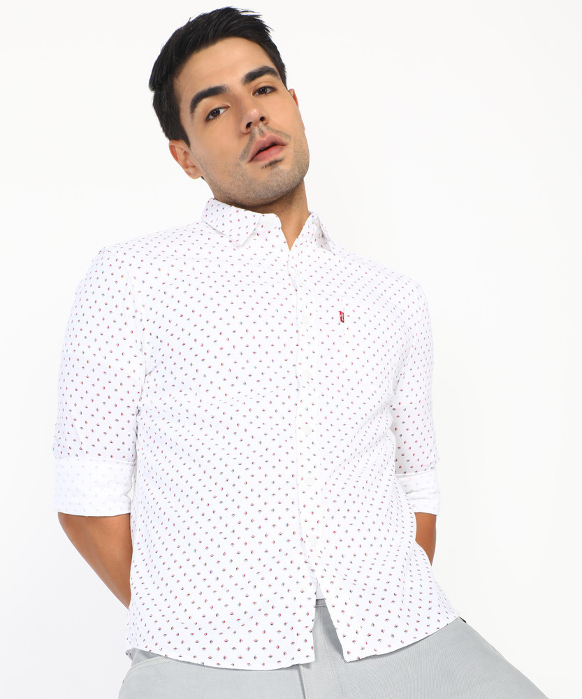 LEVI'S Men Printed Casual White Shirt 