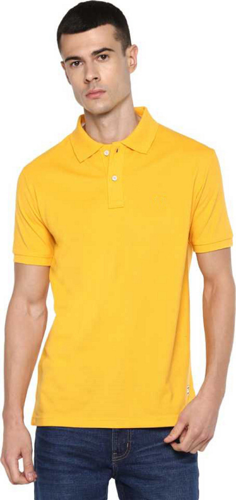 Buy ARYSON Solid Men Polo Neck Yellow 