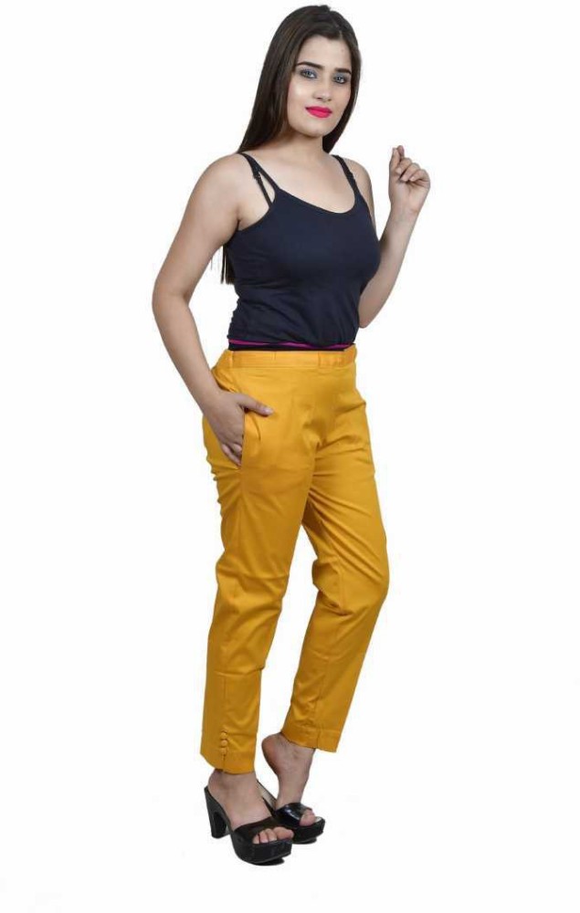 Regular Fit Women Yellow Trousers Price in India  Buy Regular Fit Women  Yellow Trousers online at Shopsyin
