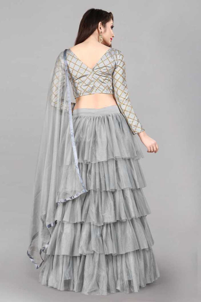 Buy HKBDFAB Solid Semi Stitched Lehenga 