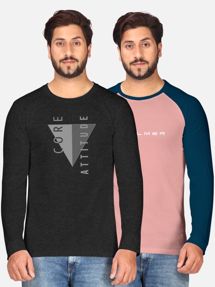 BULLMER T-Shirts : Buy BULLMER Colorblock Full Sleeve Hooded T-shirt For  Men Black And Grey Online