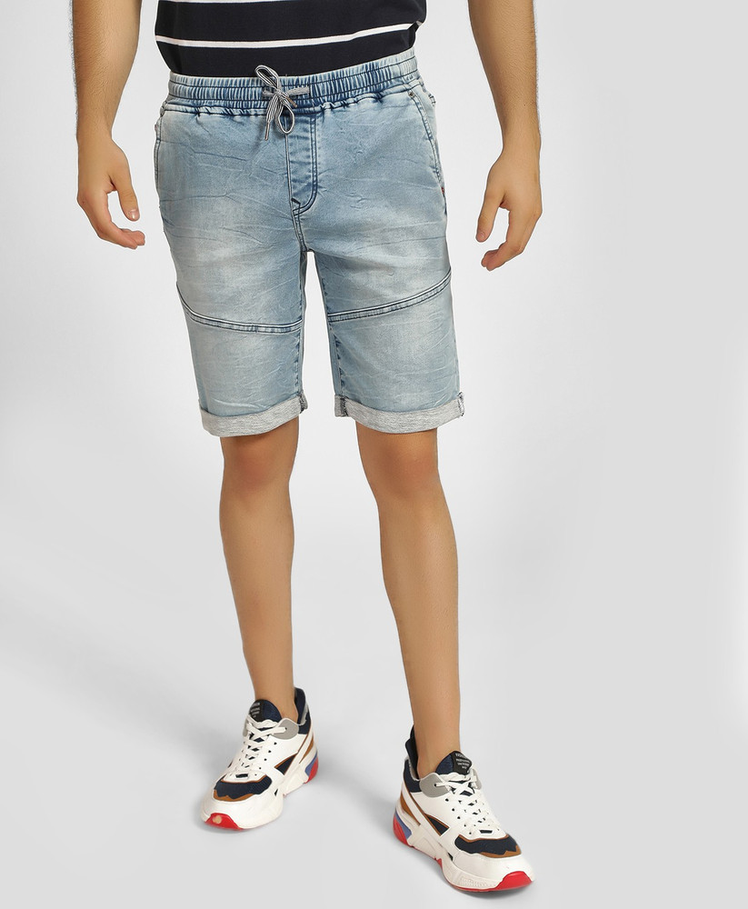 LEE COOPER Solid Men Blue Denim Shorts 